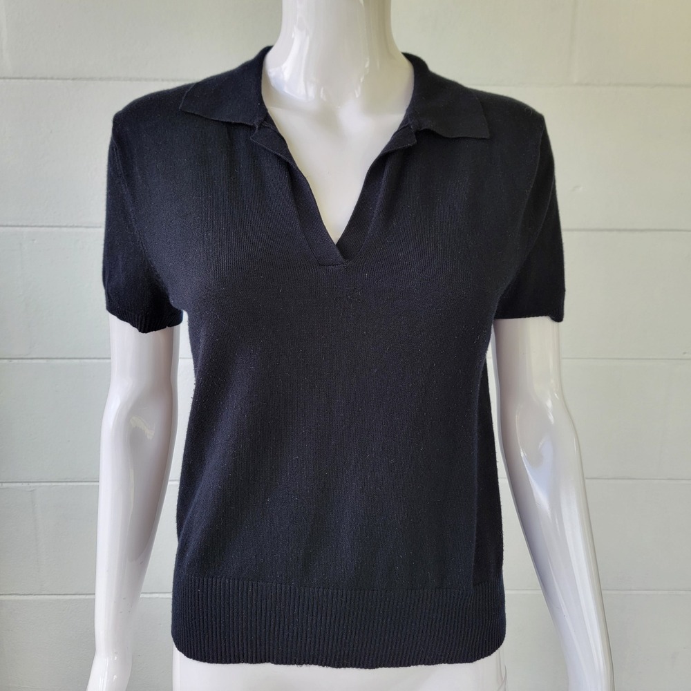 VTG 90s The Limited Polo Black Sweater Women L Y2K Minimalist Office Siren Silk